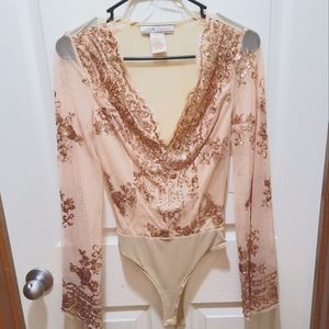 Glitzy Dreams Bodysuit Rose Gold